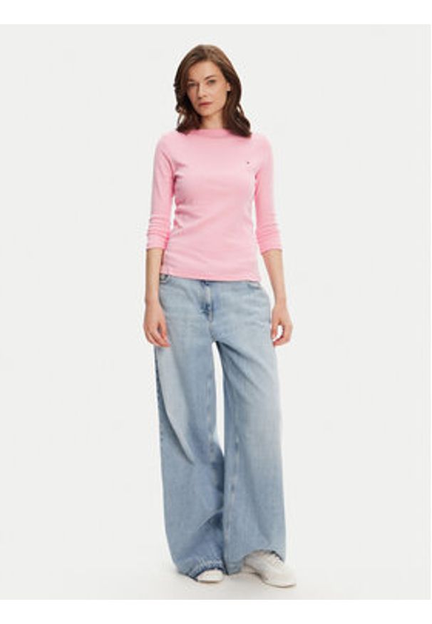 TOMMY HILFIGER - Tommy Hilfiger Bluzka New Cody WW0WW40589 Różowy Slim Fit. Kolor: różowy. Materiał: bawełna