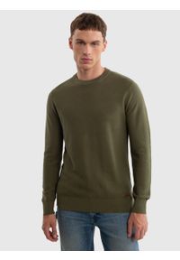 Big-Star - Sweter męski bawełniany khaki Raidat 303. Kolor: zielony. Materiał: bawełna. Wzór: kratka