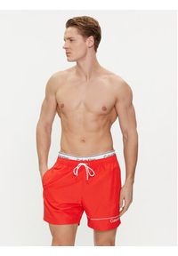 Calvin Klein Swimwear Szorty kąpielowe KM0KM00957 Czerwony Regular Fit. Kolor: czerwony. Materiał: syntetyk