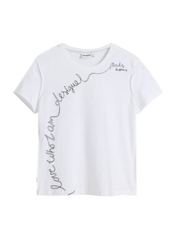 Desigual T-Shirt Charly 25WWTK08 Biały Regular Fit. Kolor: biały. Materiał: bawełna
