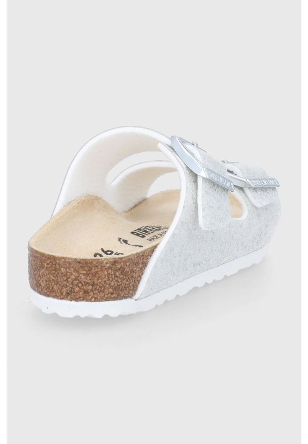 Birkenstock klapki dziecięce Arizona kolor srebrny. Kolor: srebrny. Materiał: materiał, skóra