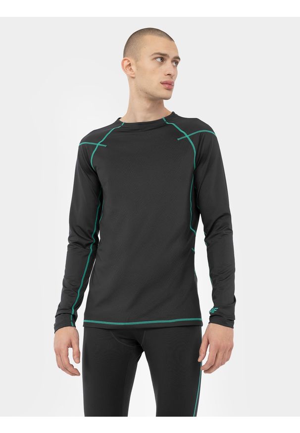 4f - 4F Bielizna termoaktywna skiturowa (góra) męska S. Kolor: szary. Materiał: dzianina, skóra. Długość rękawa: raglanowy rękaw. Wzór: gładki. Sezon: zima. Sport: turystyka piesza, snowboard, narciarstwo