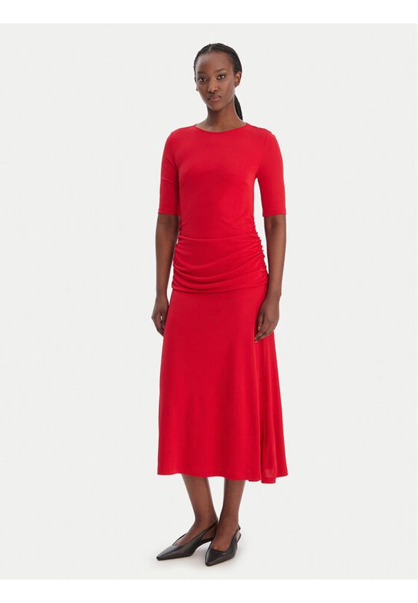 TOMMY HILFIGER - Tommy Hilfiger Sukienka koktajlowa Festive WW0WW47872 Czerwony Slim Fit. Kolor: czerwony. Materiał: wiskoza. Styl: wizytowy