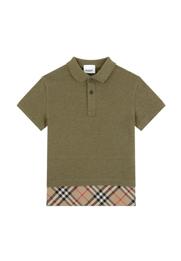 BURBERRY CHILDREN - Koszulka polo 6-14 lat. Okazja: na co dzień. Typ kołnierza: polo. Kolor: zielony. Materiał: bawełna. Wzór: haft. Sezon: lato. Styl: casual