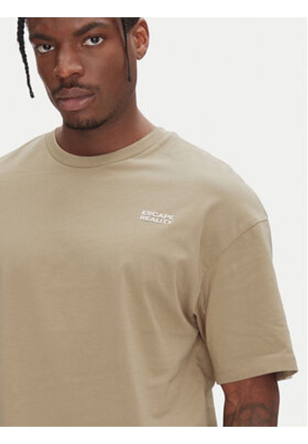 Jack & Jones - Jack&Jones T-Shirt Ames 12268471 Beżowy Relaxed Fit. Kolor: beżowy. Materiał: bawełna