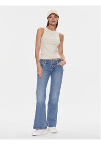 Tommy Jeans Top Essential DW0DW17382 Beżowy Slim Fit. Kolor: beżowy. Materiał: bawełna #2