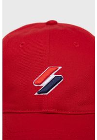 Superdry Czapka bawełniana kolor czerwony gładka. Kolor: czerwony. Materiał: bawełna. Wzór: gładki #2