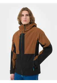 4f - Kurtka trekkingowa membrana 10 000 męska. Kolor: czarny. Materiał: softshell, tkanina, polar, hardshell