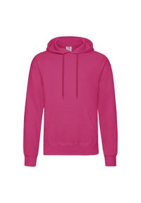 FRUIT OF THE LOOM - Męska Klasyczna Bluza Z Kapturem. Typ kołnierza: kaptur. Kolor: różowy