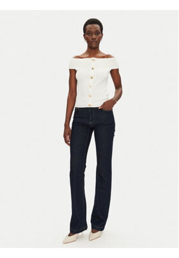 Morgan Sweter 251-MDONA M Biały Slim Fit. Kolor: biały. Materiał: wiskoza