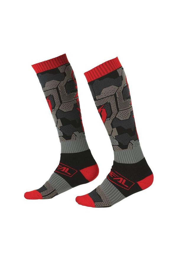 O'NEAL - Skarpety rowerowe narciarskie O'Neal Camo V.22 black/red. Kolor: czerwony, szary, wielokolorowy, czarny. Sport: narciarstwo