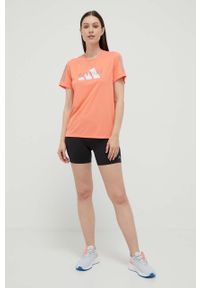 adidas Performance t-shirt do biegania kolor pomarańczowy. Kolor: pomarańczowy. Materiał: skóra, materiał #3