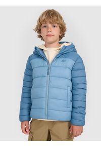 4f - 4F Kurtka puchowa z wypełnieniem syntetycznym chłopięca - granatowa 164 (13-14 lat). Okazja: na co dzień. Kolor: niebieski. Materiał: syntetyk, puch. Sezon: lato. Styl: klasyczny, casual #1