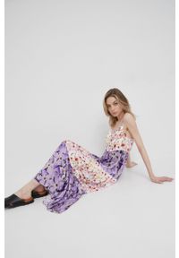 Desigual sukienka z domieszką lnu 22SWVW26 maxi rozkloszowana. Materiał: len. Długość rękawa: na ramiączkach. Długość: maxi #3