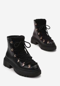 Born2be - Czarne Traperki Rema. Kolor: czarny. Materiał: materiał. Wzór: aplikacja. Styl: elegancki #5