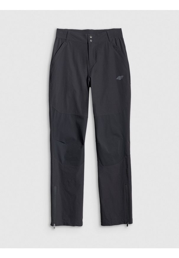 4f - 4F Spodnie trekkingowe szybkoschnące damskie - czarne L. Kolor: czarny. Materiał: tkanina, materiał. Długość: długie. Sport: turystyka piesza