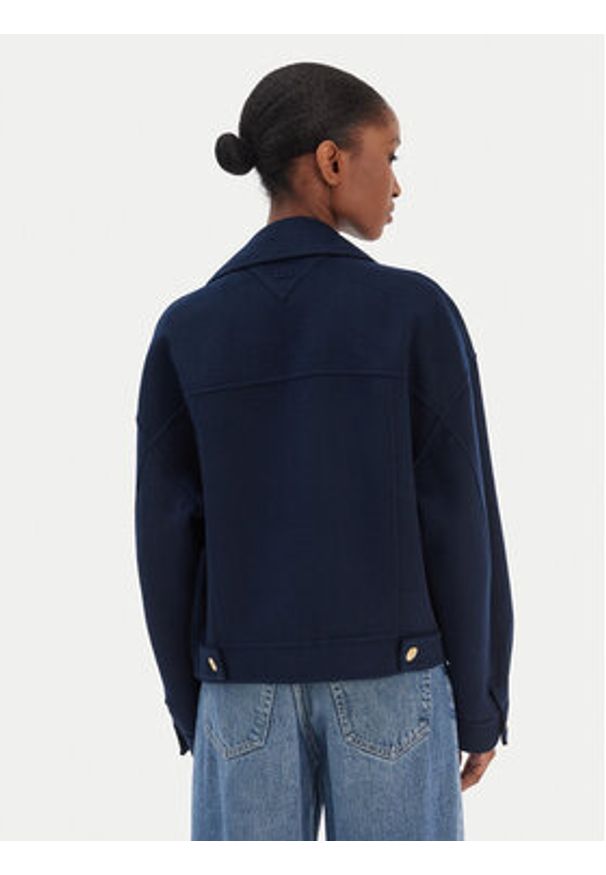 TOMMY HILFIGER - Tommy Hilfiger Kurtka przejściowa WW0WW47759 Granatowy Relaxed Fit. Kolor: niebieski. Materiał: wełna