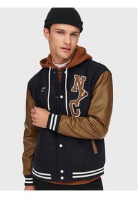 Only & Sons Kurtka bomber Jay Varsity 22022572 Granatowy Regular Fit. Kolor: niebieski. Materiał: skóra #3