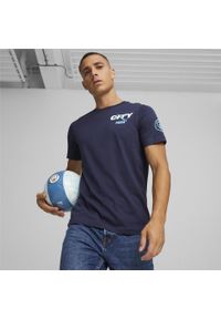 Podkoszulek Puma Mcfc Ftblicons Tee, Mężczyźni. Kolor: niebieski. Materiał: bawełna, materiał