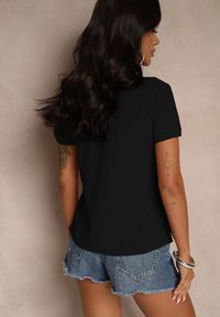 Renee - Czarny Bawełniany T-shirt Typu Polo Arsenllia. Okazja: na co dzień. Typ kołnierza: polo. Kolor: czarny. Materiał: bawełna. Styl: elegancki, casual, klasyczny