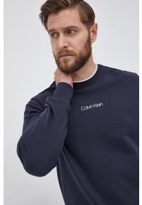 Calvin Klein Bluza bawełniana męska kolor granatowy z nadrukiem. Kolor: niebieski. Materiał: bawełna. Wzór: nadruk