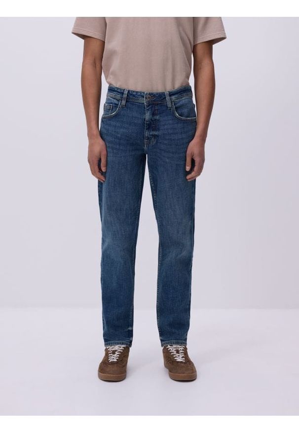Reserved - Jeansy slim z efektem sprania - indigo jeans