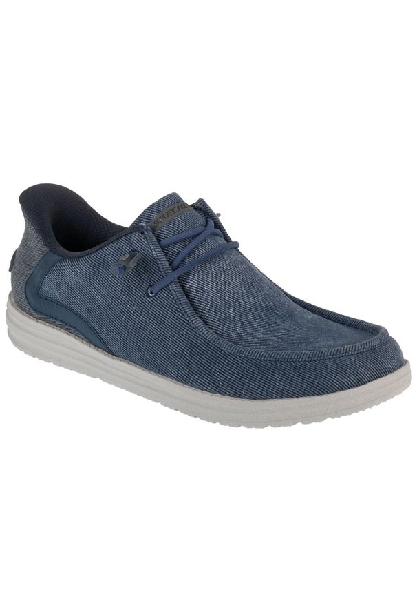skechers - Buty sportowe Sneakersy męskie, Slip-Ins: Melson - Coronado. Kolor: niebieski. Materiał: materiał. Sport: turystyka piesza