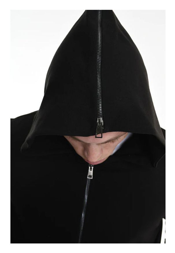 La Haine Inside Us Bluza | 3M M1166 | Mężczyzna | Czarny. Okazja: na co dzień. Typ kołnierza: kaptur. Kolor: czarny. Materiał: elastan, wiskoza. Wzór: aplikacja. Styl: casual, elegancki