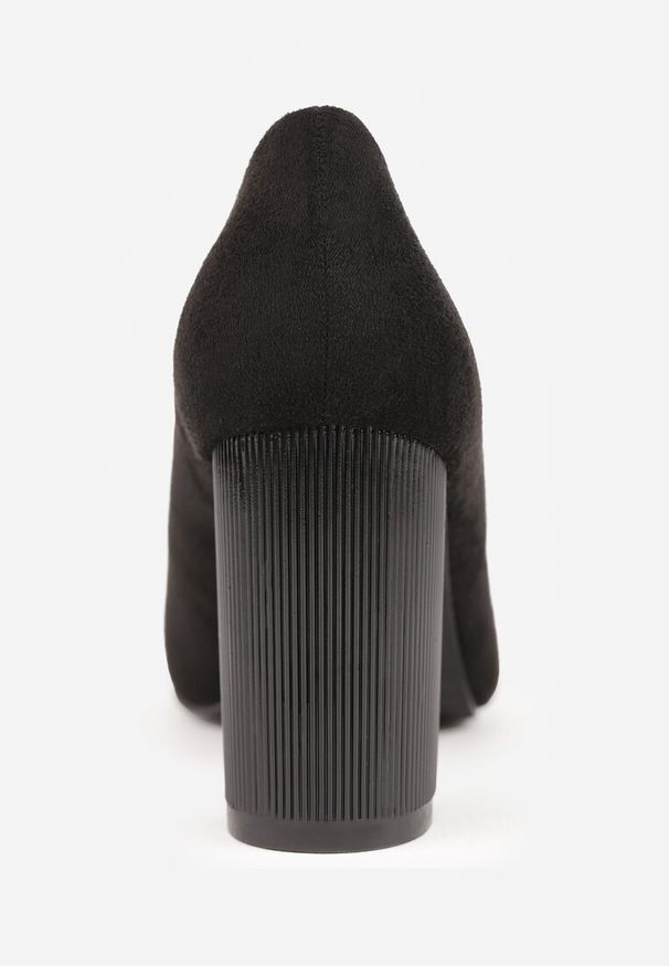 Renee - Czarne Czółenka ze Skórzaną Wkładką na Wysokim Słupku Keshi. Nosek buta: szpiczasty. Zapięcie: bez zapięcia. Kolor: czarny. Materiał: skóra. Obcas: na słupku. Wysokość obcasa: wysoki