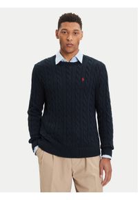 Polo Ralph Lauren Sweter 710775885001 Granatowy Regular Fit. Typ kołnierza: polo. Kolor: niebieski. Materiał: bawełna