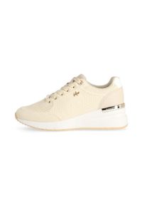 MEXX - Mexx sneakersy Glass kolor beżowy MXK039801W. Nosek buta: okrągły. Zapięcie: sznurówki. Kolor: beżowy. Materiał: guma. Obcas: na koturnie #5