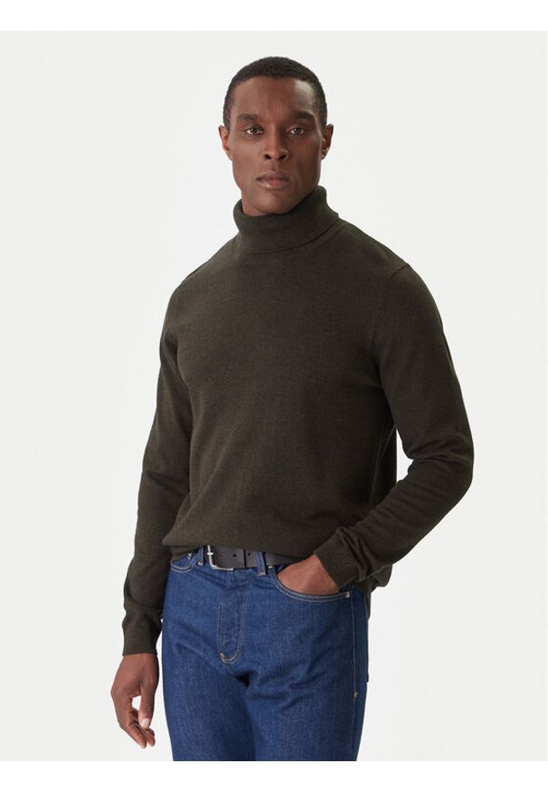 Jack & Jones Golf Basic 12258051 Zielony Regular Fit. Typ kołnierza: golf. Kolor: zielony. Materiał: bawełna