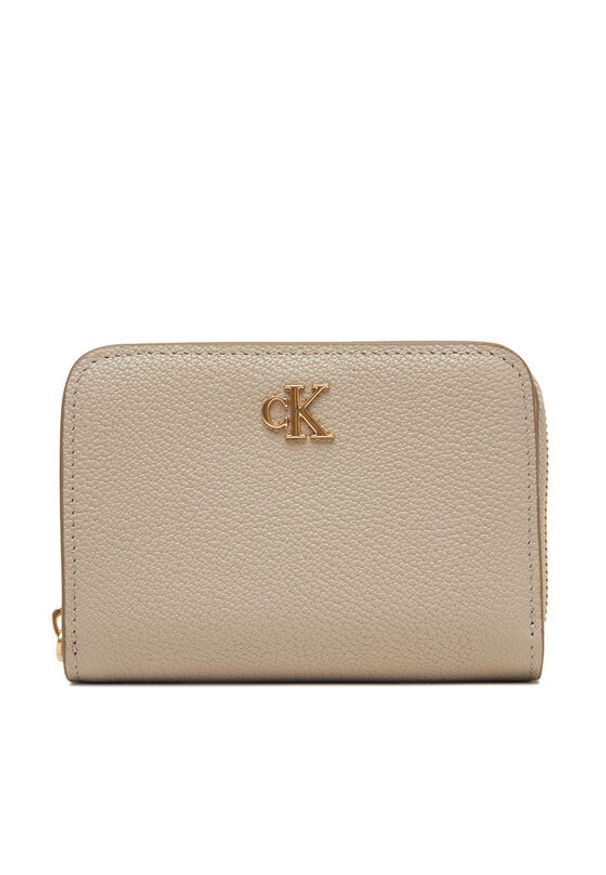 Calvin Klein Mały Portfel Damski Minimal Monogrm Lthr Med Flap Zi LV04F1064G Brązowy. Kolor: brązowy. Materiał: skóra