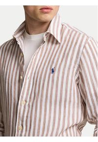 Polo Ralph Lauren Koszula 710837274005 Beżowy Custom Fit. Typ kołnierza: polo. Kolor: beżowy. Materiał: len