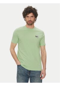 Karl Lagerfeld - KARL LAGERFELD T-Shirt 755710 552224 Zielony Regular Fit. Typ kołnierza: dekolt w karo. Kolor: zielony. Materiał: bawełna