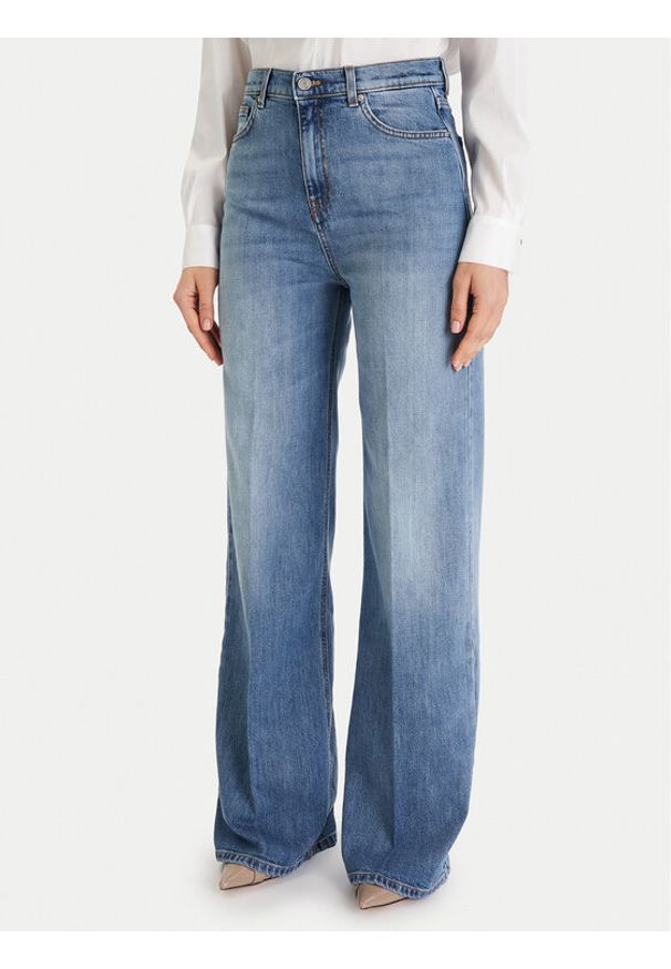 ViCOLO Jeansy DF5065 Niebieski Wide Leg. Kolor: niebieski