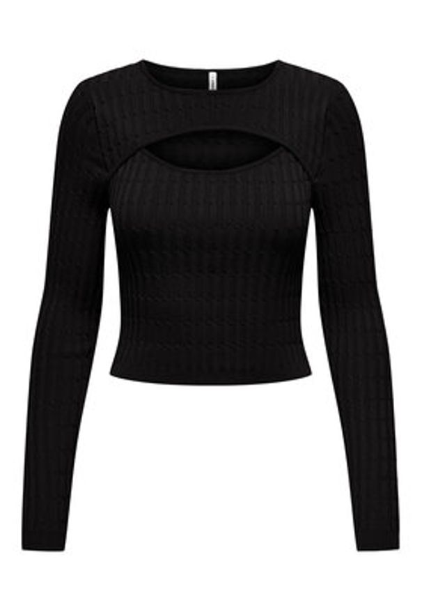 only - ONLY Sweter Meddi 15339582 Czarny Cropped Fit. Kolor: czarny. Materiał: wiskoza