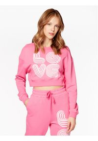 Love Moschino - LOVE MOSCHINO Bluza W646102M 4457 Różowy Cropped Fit. Kolor: różowy. Materiał: bawełna