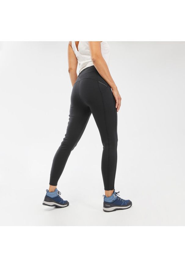 quechua - Legginsy turystyczne damskie Quechua NH100. Stan: podwyższony. Kolor: czarny. Materiał: materiał, lyocell, poliester, elastan