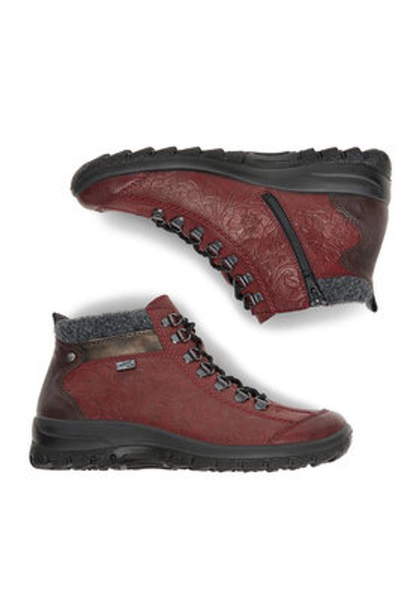 Rieker Trzewiki CEO-L7144-35 Bordowy. Kolor: czerwony. Materiał: syntetyk, materiał