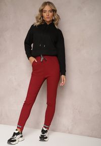 Renee - Bordowe Spodnie Bawełniane z Gumką w Pasie Bulara. Kolor: czerwony. Materiał: bawełna