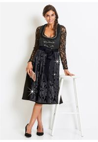 Sukienka ludowa z fartuchem z cekinami bonprix czarny wzorzysty. Kolor: czarny #5