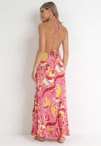 Born2be - Różowa Sukienka Hyriope. Kolor: różowy. Materiał: wiskoza. Długość rękawa: bez rękawów. Wzór: nadruk. Sezon: lato. Długość: maxi #3