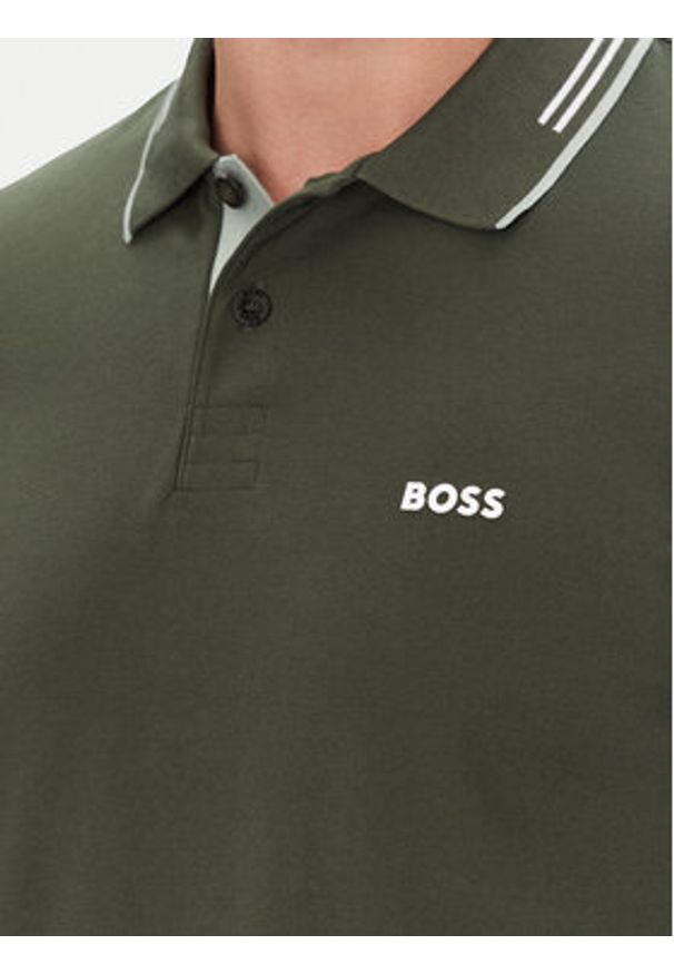 BOSS Polo Paul 50506193 Zielony Slim Fit. Typ kołnierza: polo. Kolor: zielony. Materiał: bawełna