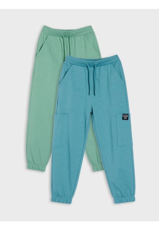 Sinsay - Spodnie dresowe cargo jogger 2 pack - mid blue. Materiał: dresówka