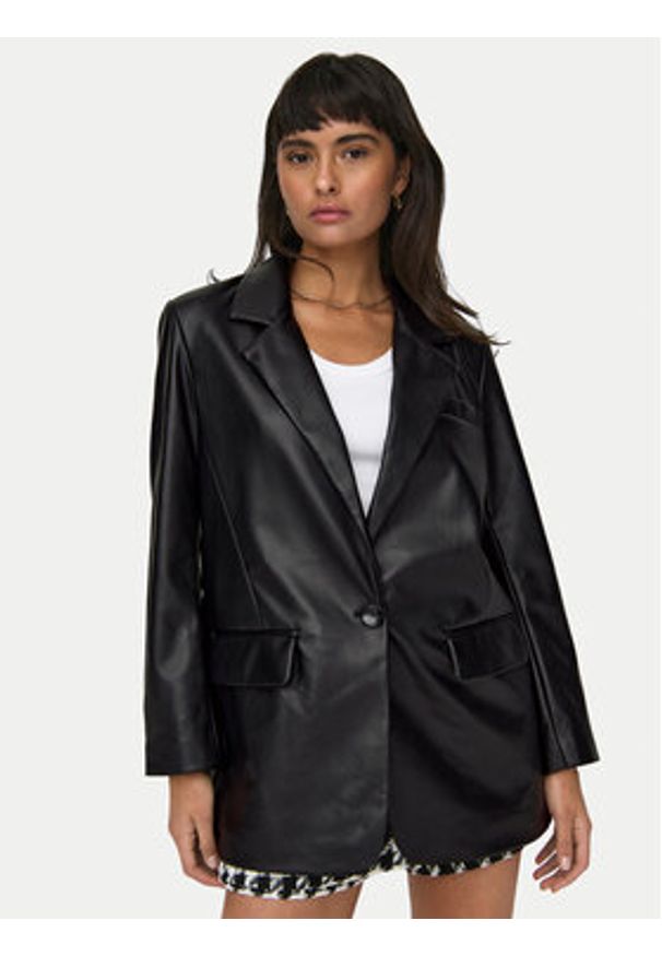 only - ONLY Marynarka Lana 15266893 Czarny Oversize. Kolor: czarny. Materiał: skóra