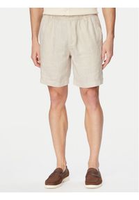 Jack & Jones Szorty materiałowe Bill 12253134 Beżowy Wide Leg. Kolor: beżowy. Materiał: len #1