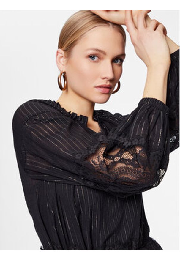 TwinSet - TWINSET Sukienka codzienna 231TT2093 Czarny Regular Fit. Okazja: na co dzień. Kolor: czarny. Materiał: bawełna. Typ sukienki: proste. Styl: casual