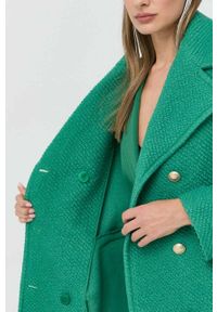 Red Valentino płaszcz wełniany kolor zielony przejściowy dwurzędowy. Okazja: na co dzień. Kolor: zielony. Materiał: wełna. Wzór: aplikacja. Styl: casual, klasyczny #7