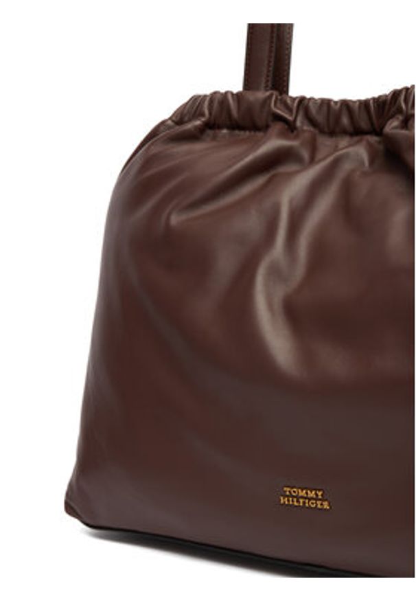 TOMMY HILFIGER - Tommy Hilfiger Torebka Soft Leather Tote AW0AW18308 Bordowy. Kolor: czerwony. Materiał: skórzane